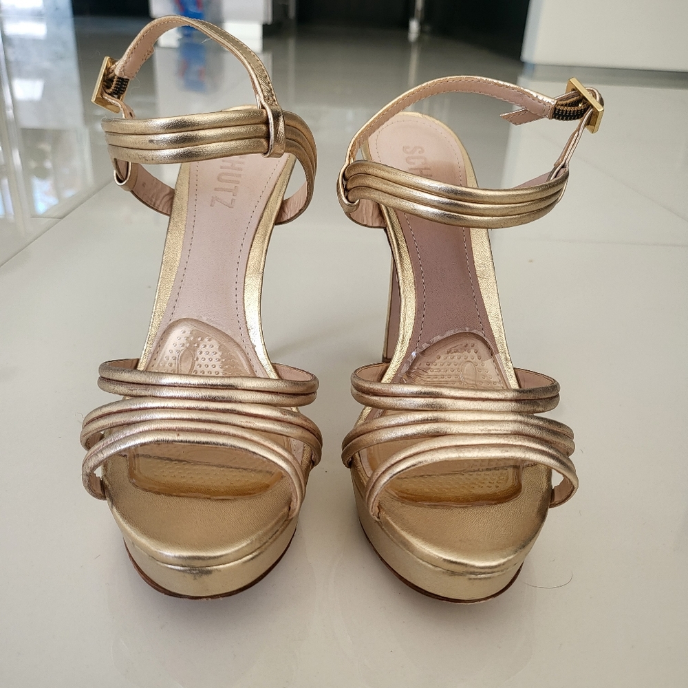 Schutz Bogga Sandal Heel in Platina, Similar to Kaila Heel - Picture 4 of 8
